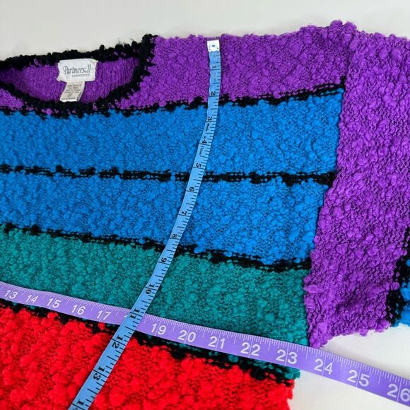 Vintage Rainbow Chunky Sweater Shirt Short Sleeve Partners by Mervyns size 24w - Picture 9 of 12